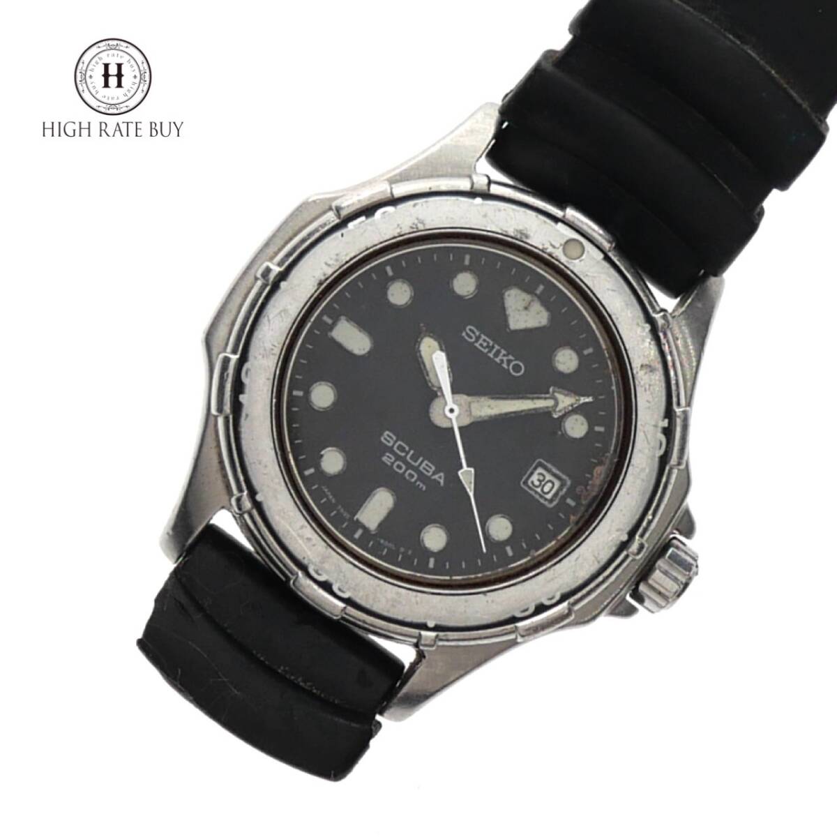 完動良品 SEIKO SCUBA 200m 7N35-6000 ブラック文字盤 Yahoo!オークション -「seiko 7n35」(アクセサリー、時計) の