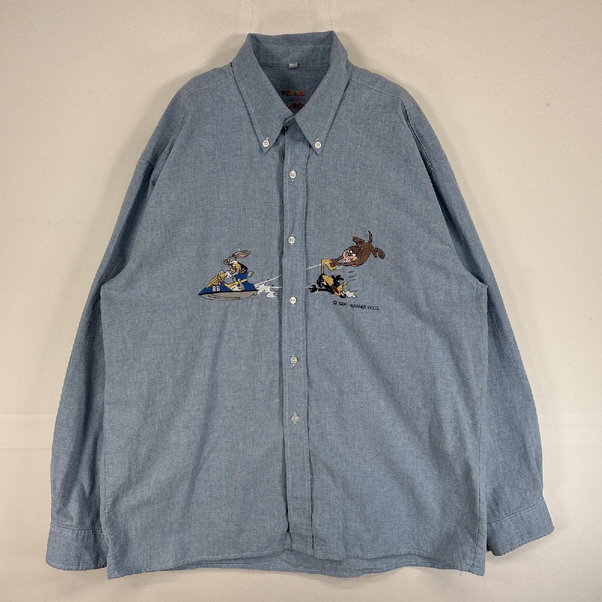 古着 ルーニーテューンズ Looney Tunes 長袖シャツ キャラクター 刺