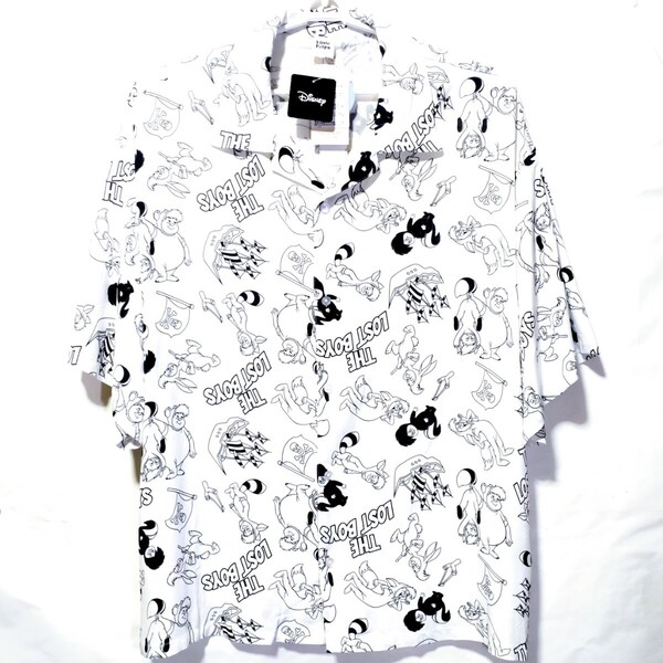 特価/未使用【サイズ=4L(3XL)】Disney PETER PAN×LittlePolpa/ピーターパン×リトルポルパ/メンズ/半袖/アロハシャツ/胸囲=110~118cm/白