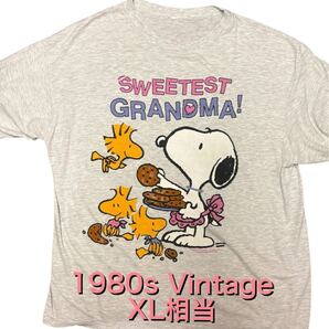 90s ビンテージ PEANUTS ピーナッツ Tシャツ XL相当 ヘザーグレー スヌーピー ウッドストック ヴィンテージ xpv