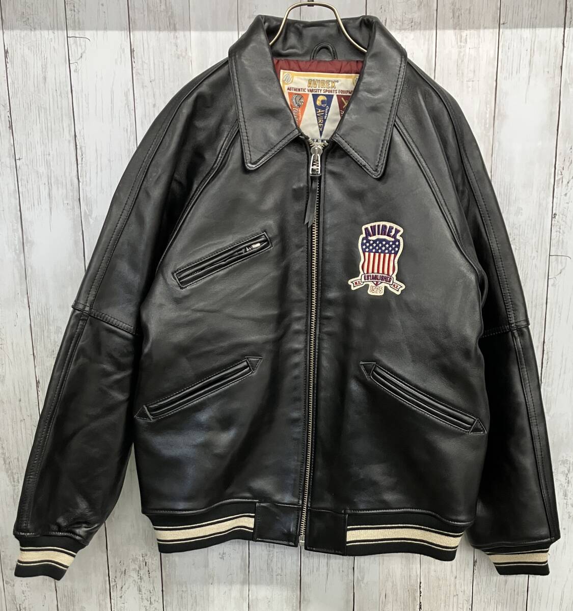 美品/XL AVIREX レザージャケット ライダース 牛革 キルティング 黒 2025年最新】Yahoo!オークション -「AVIREX レザー ジャケット