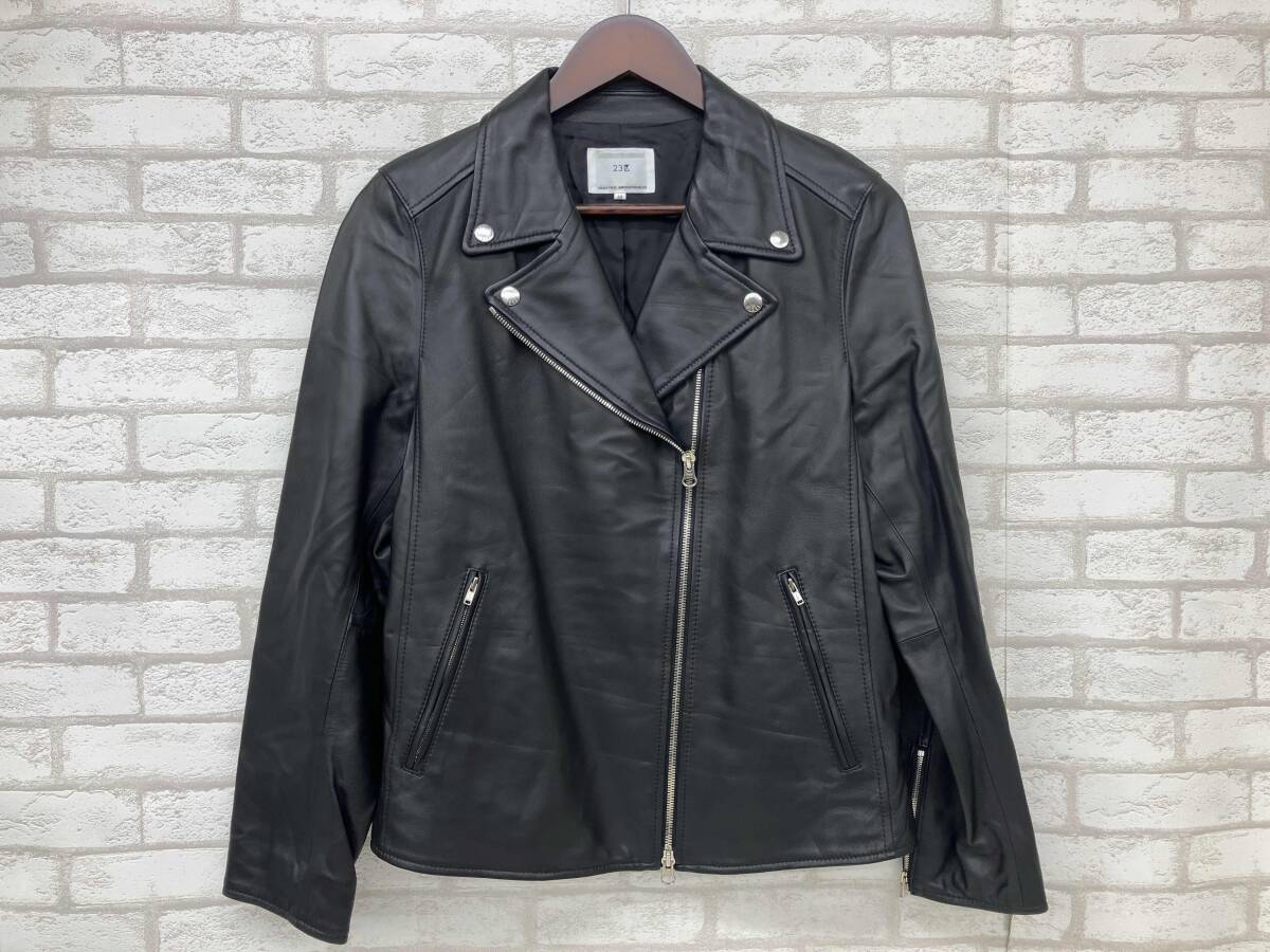 23区 羊革　ライダースジャケット　黒 ライダースジャケット メンズ 本革 羊革 レザージャケット 立ち