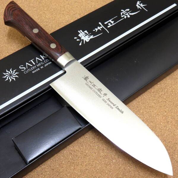 包丁 三徳包丁 17cm (170mm) 関の刃物 濃州正宗作 割込 ステンレス鋼 積層強化木 両刃 万能包丁 文化包丁 野菜切り 魚の処理 肉切り 日本製