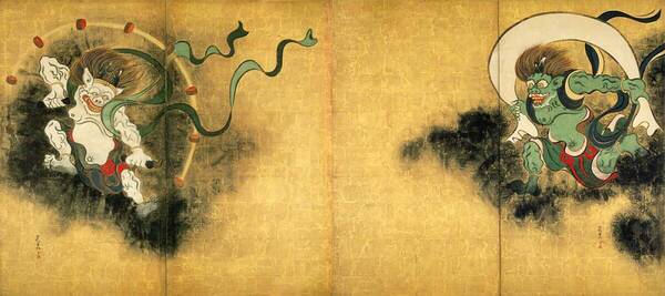 新品 尾形光琳「風神雷神」の高級印刷画 A4版サイズ 額なし 特価980円(送料込)即決