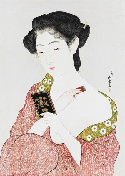 新品 橋口五葉「化粧の女」の高級印刷画 A4版サイズ 額なし 特価980円(送料込)即決