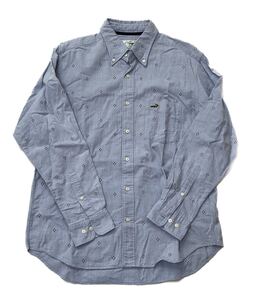 crocodile クロコダイル  長袖シャツ ボタンダウン 長袖 シャツ 総柄 Lサイズ デニムカラー
