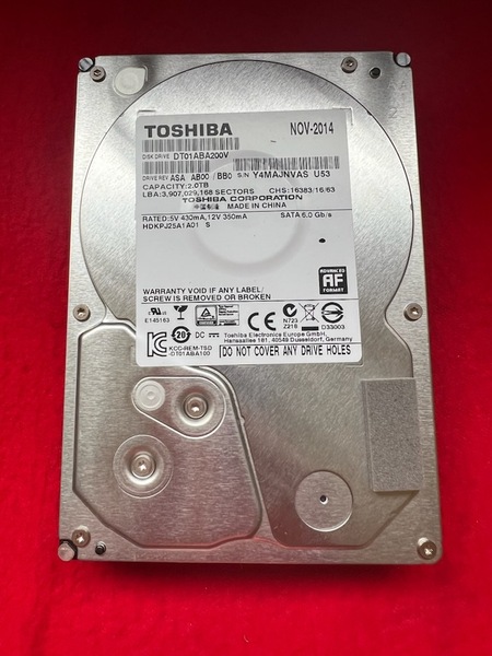 不良返金保証 TOSHIBA 2TB HDD DT01ABA200V 3.5インチHDD SATA (g6)