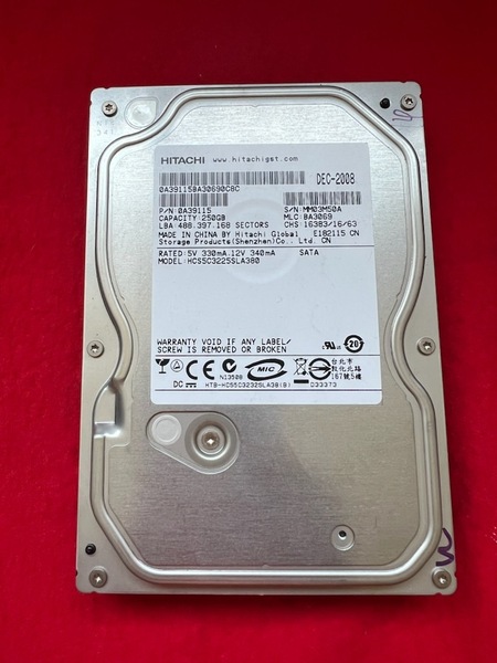 不良返金保証 日立 HITACHI ☆HCS5C3225SLA380☆SATA 3.5インチ☆250GB (Y101)