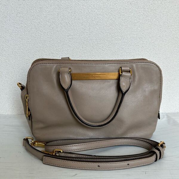 MARC JACOBS マークジェイコブス 2way ショルダーバッグ ハンドバッグ ミニトートバッグ グレー 本革製 レザー ゴールド金具 ロゴ ブランド