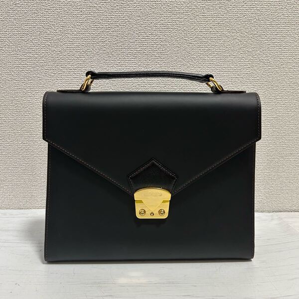 marie claire マリクレール メンズ レディース ハンドバッグ パーティーバッグ 黒色 ブラック ゴールド金具 レザー フォーマル ビジネス