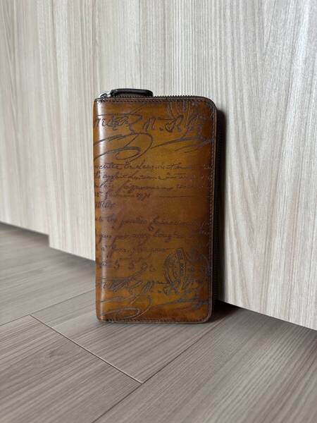 定価20,3万 Berluti Itauba Scritto Leather Wallet ベルルッティ イタウバ スクリットレザー 長財布 カカオブラウン 初期型 美品
