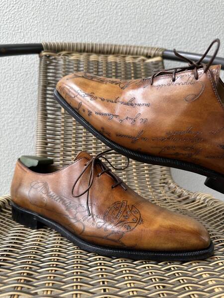 特注60万 Berluti Scrit Leather Alessandro Shoes ベルルッティ スクリット オン アレッサンドロ オルガトロワ シューズ 8 オルガ期 名作