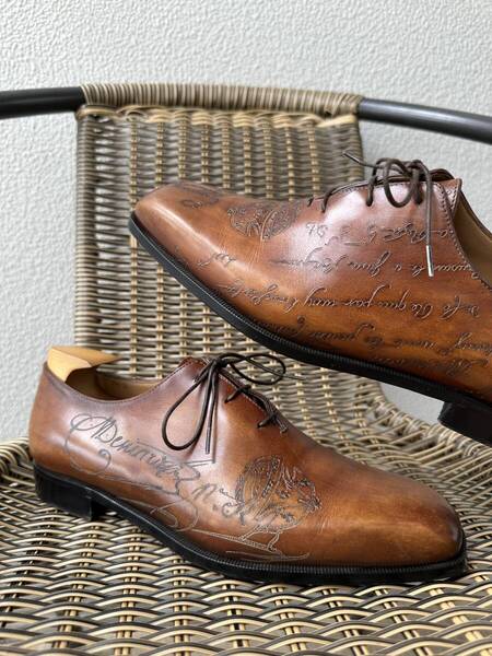 特注60万 Berluti Scrit Leather Alessandro Shoes ベルルッティ スクリット オン アレッサンドロ オルガトロワ シューズ 7 オルガ期 名作