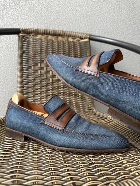 名作 Berluti Andy Denim Leather Loafers ベルルッティ アンディ パティーヌレザー ローファー 革靴 デニムモデル 7 限定品 オーダー不可
