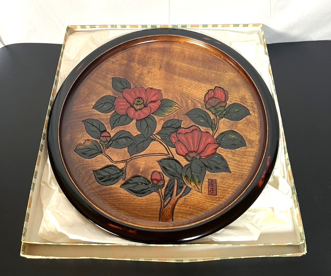 【新品未使用】烏城彫　花　世界にひとつ　手彫　伝統の形　漆塗り　木製 catalog_121.jpg