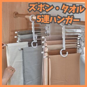 ズボンハンガー パンツハンガー 2本セット ズボン掛け 5段 省スペース