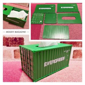 コンテナ ティッシュケース アンティーク Evergreen エバーグリーン