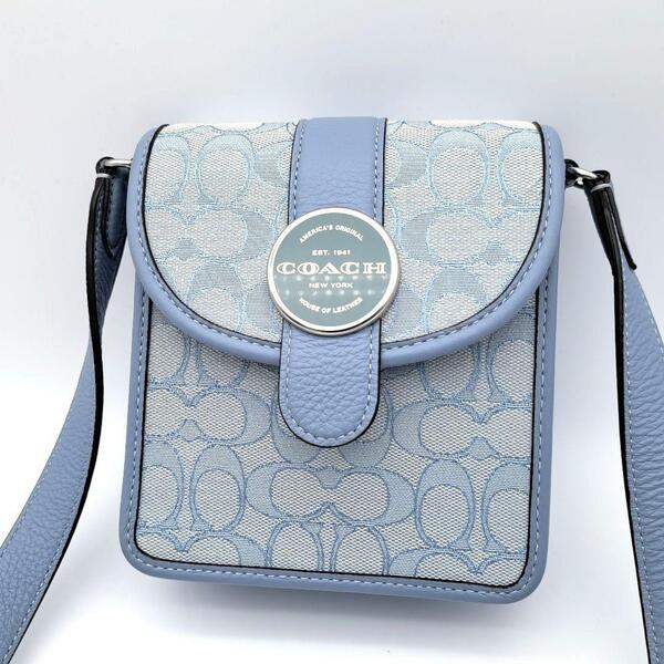 極美品★COACH コーチ C8321 シグネチャー ショルダーバッグ 肩掛け 斜め掛け ノース サウス ロニー クロスボディ