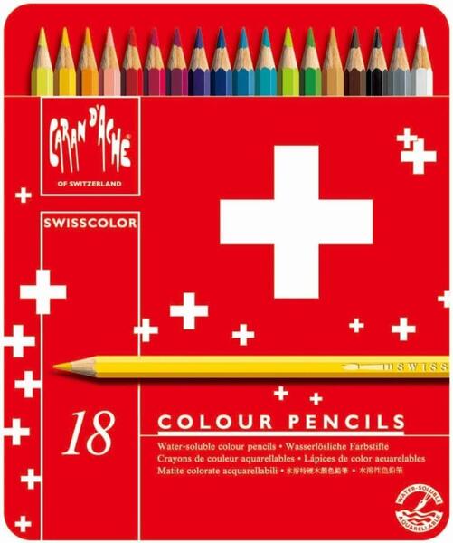 【新品未開封】カランダッシュ*スイスカラー水溶性色鉛筆*18色セット*缶入