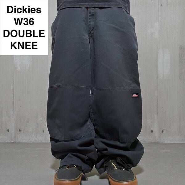 Dickies ディッキーズ ダブルニー ワークパンツ w36 l32 黒 ブラック 古着 メンズ 極太パンツ ディッキース DOUBLE KNEE オーバーサイズ