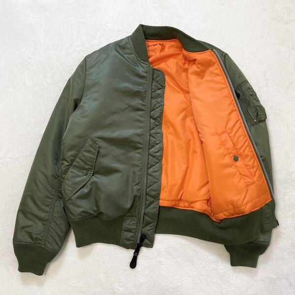【美品/XLサイズ】ALPHA INDUSTRIES アルファインダストリーズ MA-1 フライトジャケット 定番人気 カーキ オレンジリバーシブル ミリタリー