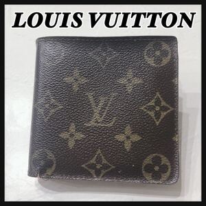 ☆LOUISVUITTON☆ ルイヴィトン ヴィトン モノグラム マルコ 折り財布 財布 ウォレット ブラウン 茶色 レザー 本革 メンズ 送料無料