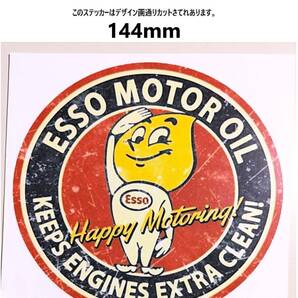 GW12-F01 特価 ヴィンテージスタイル ESSO エッソ ガソリンステッカー モーターオイルステッカー ダメージ加工 レトロ ガレージ