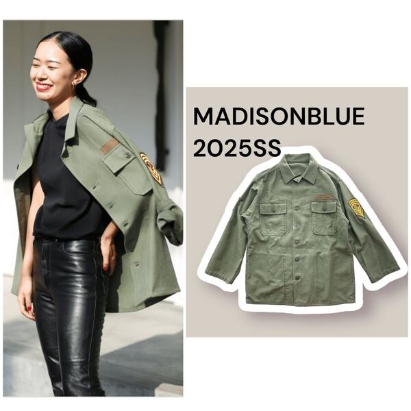 美品 2025 MADISONBLUE マディソンブルー ミリタリージャケット 01 S カーキ MILITARY JACKET LBS 定価93,500円税込 MB000-1002
