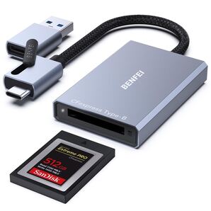 m)BENFEI CFexpress カードリーダー 10Gbps、USB-C/USB-A 2-in-1 タイプ B CFexpress アダプター Windows/Mac/Linux/Android と互換性あり