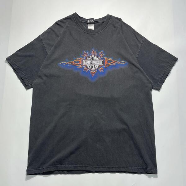 00's ハーレーダビッドソン USA製 アメリカ製 ハーレーTシャツ 2XL 炭黒 フェードブラック Y2K HTK6912