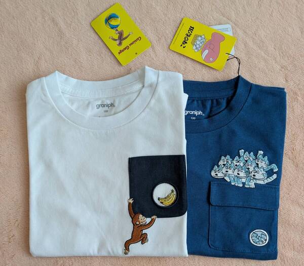 グラニフ 11ぴきのねこ おさるのジョージ Tシャツ 半袖 130