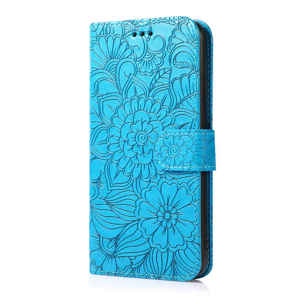 iPhone 7 8 SE2 SE3 SE (第2世代/第3世代) ケース スマホ 手帳型 カードケース 全面花柄 フラワー ブルー 青色 アイフォン