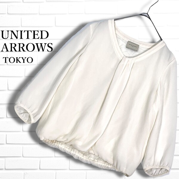 ◆美品◆ UNITED ARROWS ユナイテッドアローズ プルオーバー ブラウス 白 ホワイト レディース 38 M ◆日本製 送料無料◆ 3185G◎