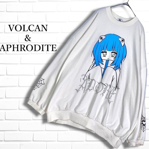 良品 VOLCAN&APHRODITE ヴォルカンアンドアフロダイティ 長袖 スウェット トレーナー BLUE GIRL 地雷系 量産型 レディース 3545G□