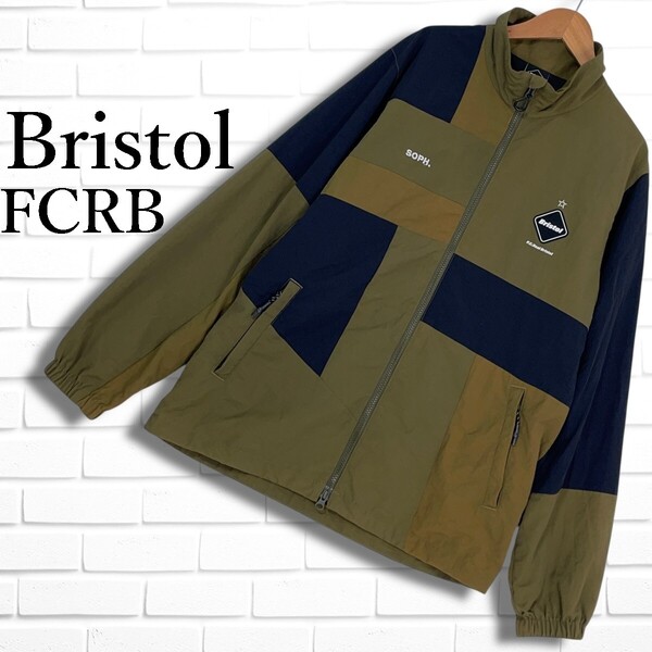 ◆良品◆ F.C.Real Bristol SOPH. FCRB ブリストル ソフ 切替 ロゴ ナイロン ジャケット ブルゾン 黒 × 茶 メンズ M ◆送料無料◆ 4335G□
