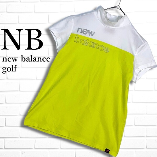 ◆良品◆ NB new balance golf ニューバランス ゴルフ ストレッチ ロゴ 半袖 モックネック Tシャツ トップス ウェア レディース 5475G◎