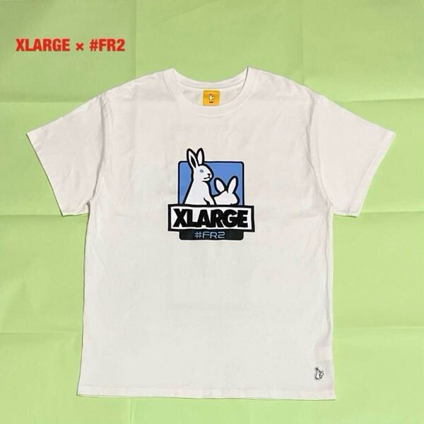 【希少】XLARGE×#FR2 コラボTシャツ ビッグロゴ 刺繍ロゴ ウサギ エクストララージ エフアールツー オーバーサイズ 両面プリント