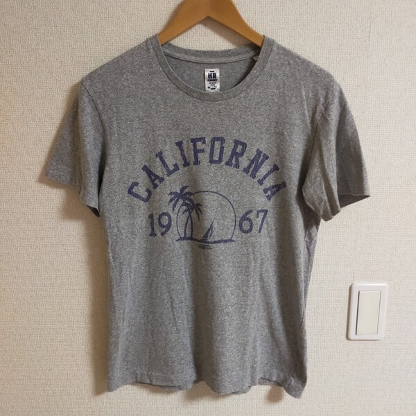 ハリウッドランチマーケット HRM ハリラン CALIFORNIA 1967 プリントTシャツ 半袖 霜降り 1(S) グレー
