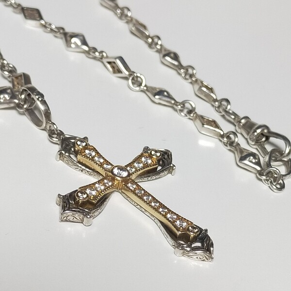 ローリーロドキン loree Rodkin クロスネックレス オリジナルチェーンセット コンビ silver925/シルバー925 K18
