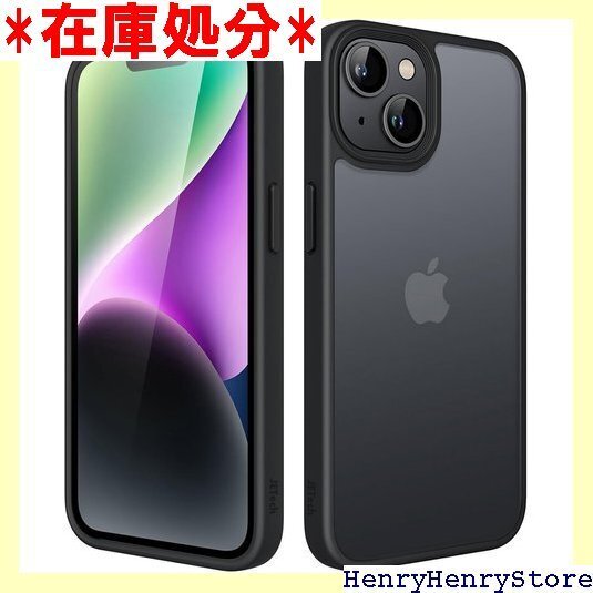 JETech マットケース iPhone 14 6.1 下防止 つや消しの半透明の背面カバー 指紋防止 ブラック 479