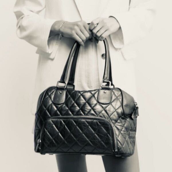 CHANEL/シャネル■希少*パリニューヨーク PNY レザーマトラッセ ボウリング ショルダートートバッグ■黒/ブラック*シリアルシール有