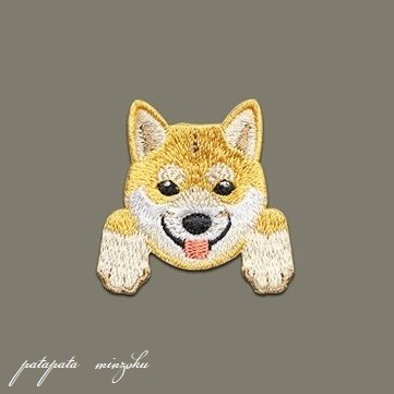 柴犬 刺繍 アイロン ワッペン スムースコート アップリケ 犬 子犬 雑貨 パタミン ハンドメイド