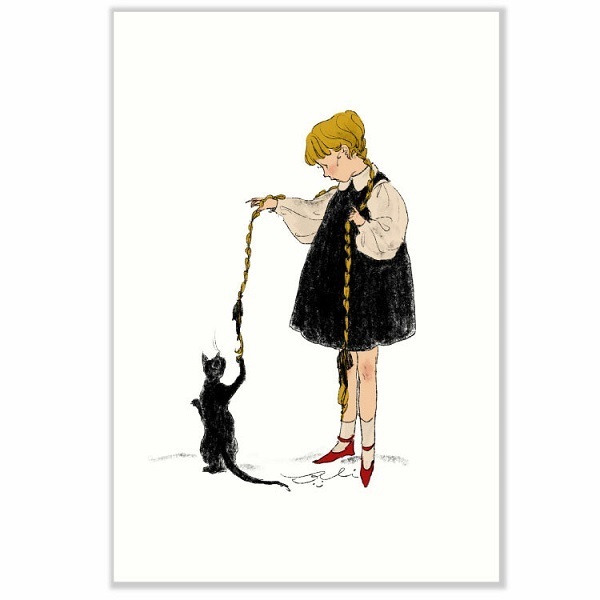 くらはしれい ポストカード なかよし 日本 製 グリーティングカード 絵はがき 黒猫 クロネコ ネコ 猫 ねこ パタミン 小物 雑貨