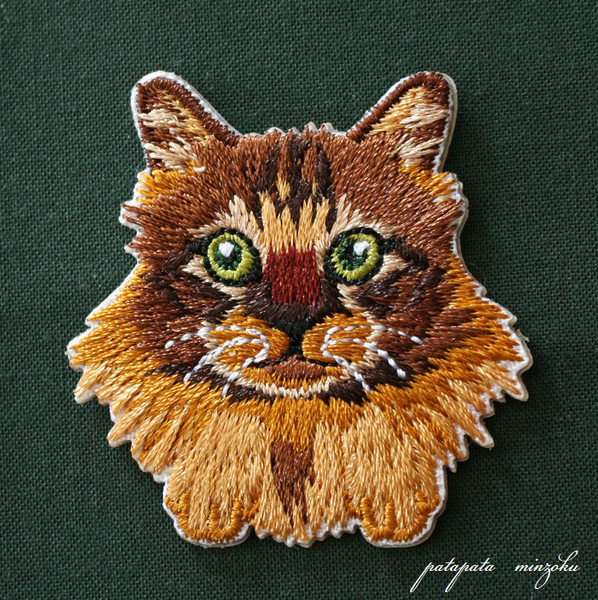 ソマリ 猫 刺繍 シール & アイロン ワッペン アップリケ ステッカー 猫 ねこ ネコ 子猫 雑貨 パタミン ハンドメイド