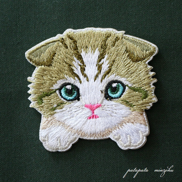 スコティッシュフォールド 刺繍 シール & アイロン ワッペン アップリケ ステッカー 猫 ねこ ネコ 子猫 雑貨 パタミン ハンドメイド