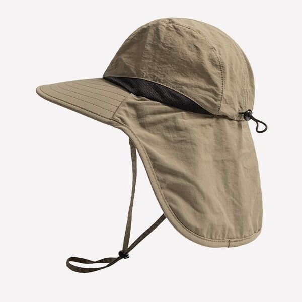 ベージュ 日よけ付き サイドメッシュサファリハット アドベンチャーハット 登山 キャンプ アウトドア など様々な用途に