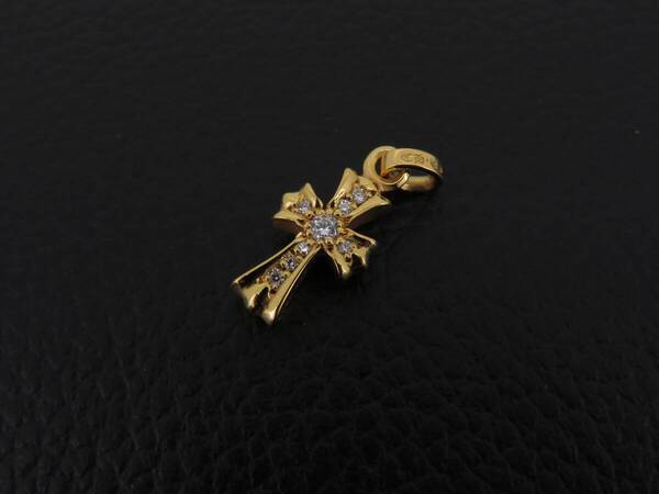ベビーファットチャーム パヴェ ジルコニア CZ シルバー925 クロス ペンダント トップ 22k ゴールド 金