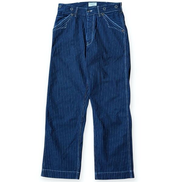 雰囲気抜群 Schott オールドヒッコリーデニム ペインターパンツ インディゴ ピンストライプ シンチバック