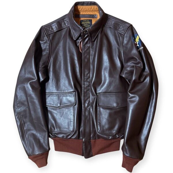 定価7.4万 美品 HOUSTON 馬革 A-2 フライトジャケット 38R ブラウン