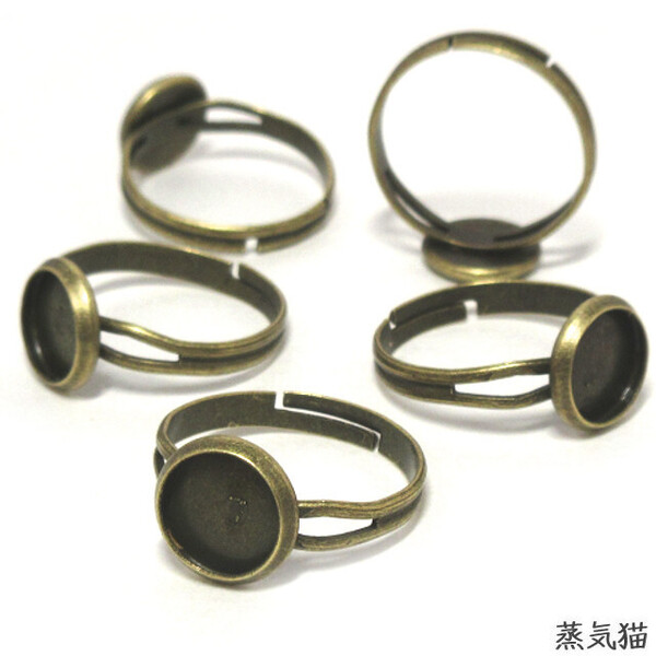 s0324 台座付きリング8mm用 金古美5個【セッティング レジン 指輪 ミール皿 ハンドメイド用アクセサリーパーツ素材】蒸気猫パーツ